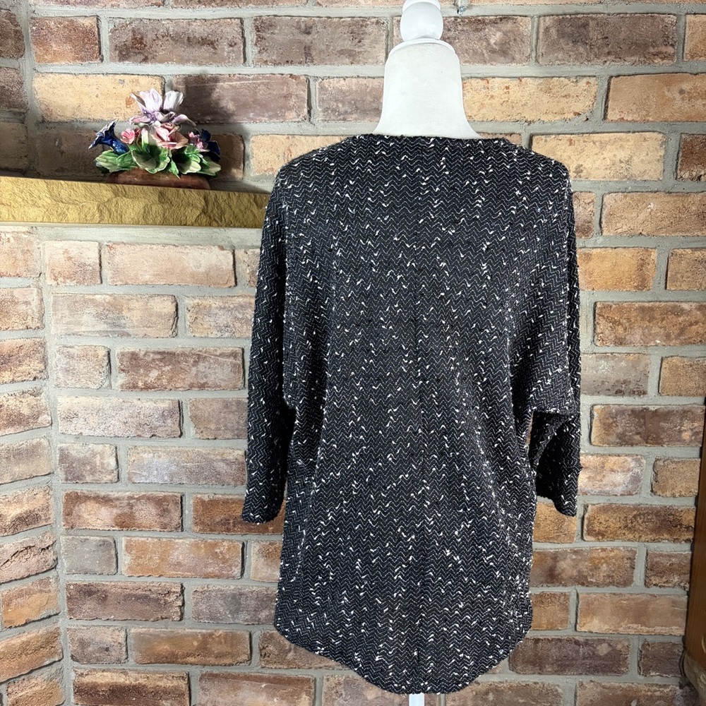 ALFANI Black/White Sequined Knit Top 106 - Picture 3 of 9